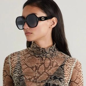 Gucci New Authentic Black Gold Logo Sunglasses
